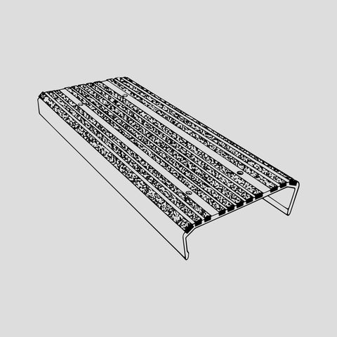 Ladder cap tread, aluminum, non-skid, 9" wide