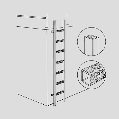 GRP vertical ladder with 1-1/2" stringers